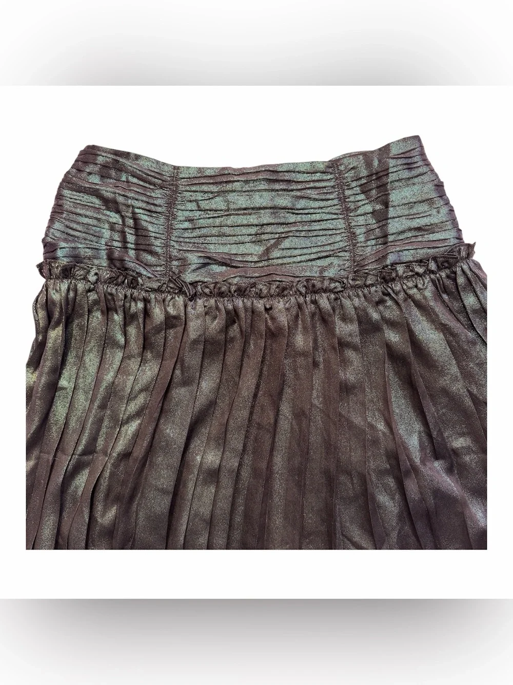 ANTHROPOLOGIE CURRENT AIR Women’s Black Opal Iridescent Pleated Skirt Size M